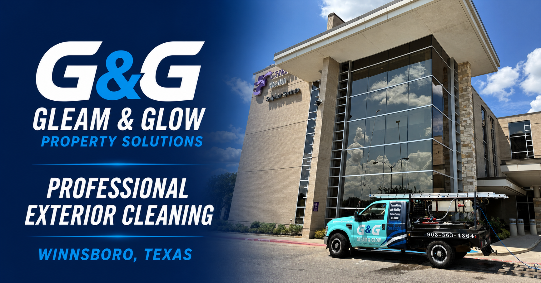 Gleam & Glow Property Solutions professional exterior cleaning in Winnsboro, Texas