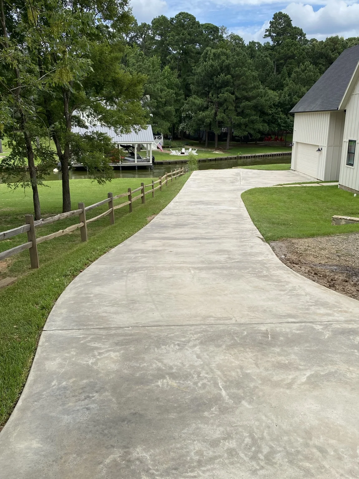 Lake-house driveway after cleaning
